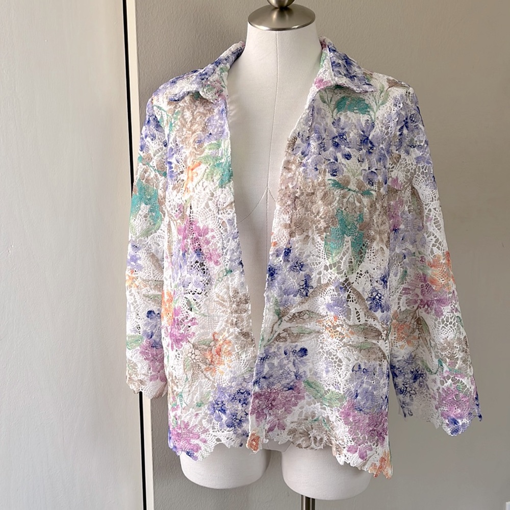 ‼️CLOSET CLOSING‼️Alfred Dunner Watercolor Open Knit Jacket - Like New!
